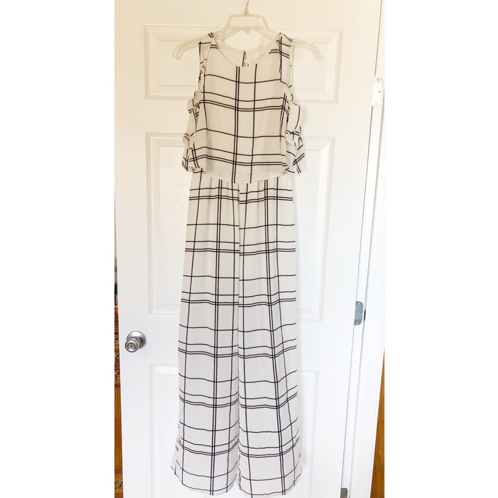 White plaid jumpsuit. Size medium
